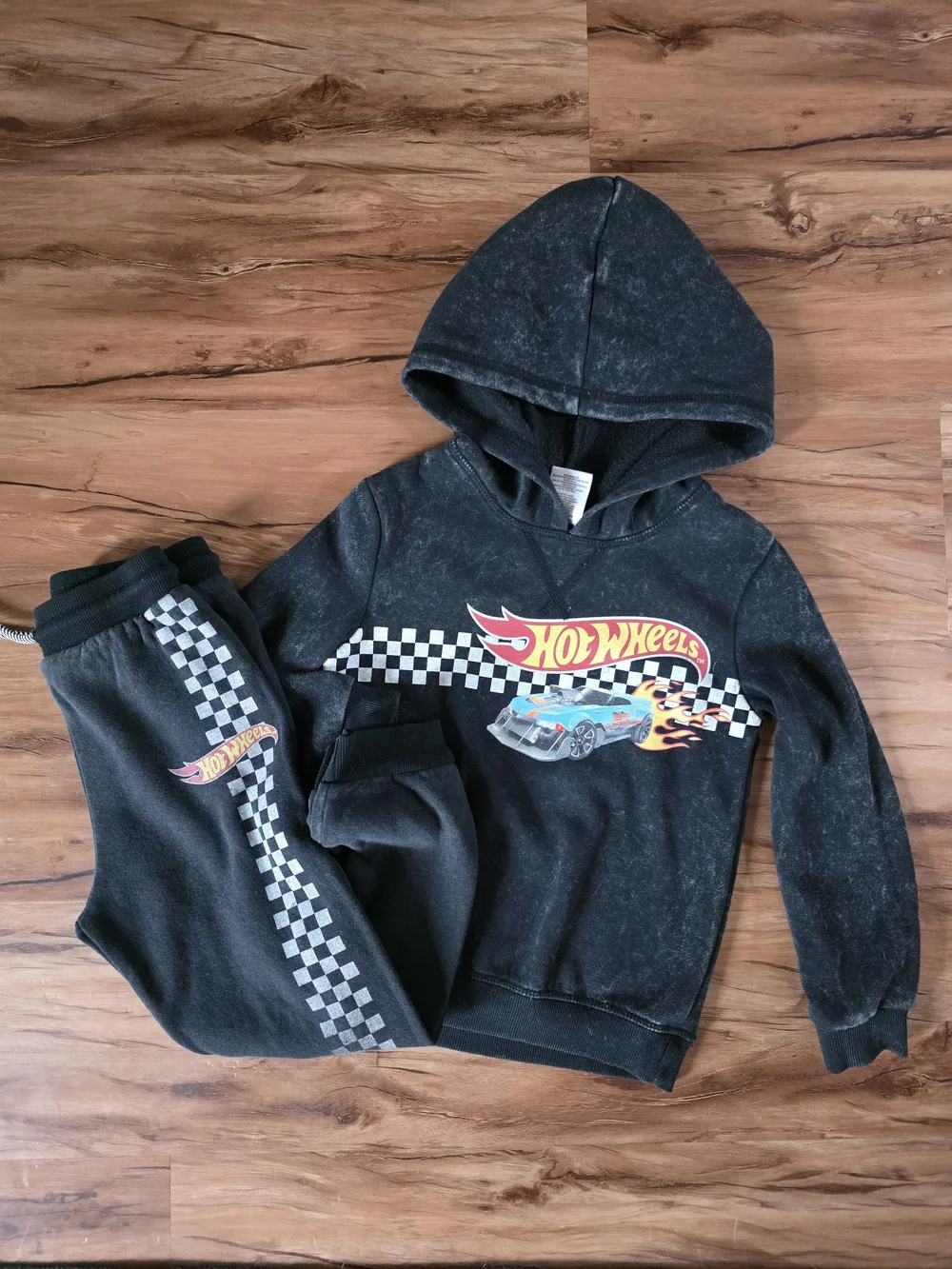 Hot Wheels Kids Black Hooded Sweatshirt and Joggers Matching Set